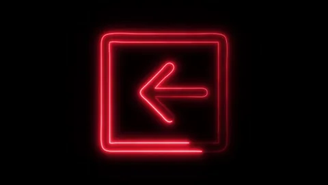 Glowing Back Arrow Icon in HD Video Neon Animation Stock Footage 304555749