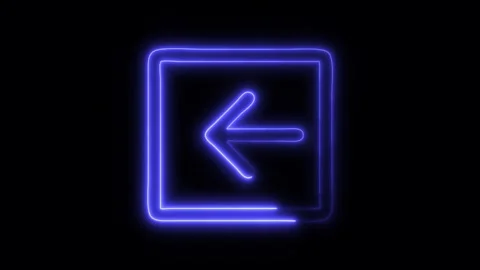 Glowing Back Arrow Icon in HD Video Neon Animation Stock Footage 304555752