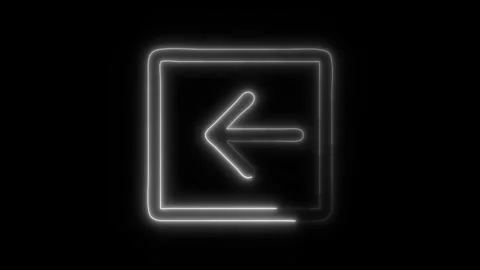Glowing Back Arrow Icon in HD Video Neon Animation Stock Footage 304555755