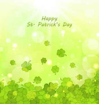 Glowing Background with Clovers for St. Patrick's Day Illustrazione stock