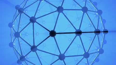 Glowing ball, grid on a black background. Uhd 4k background, backdrop texture Stock Footage 107406992