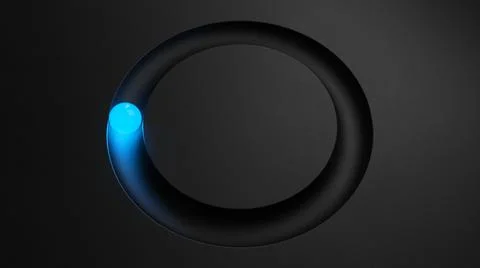 Glowing ball rolling in circular gutter. Minimal background with illuminated Illustrazione stock