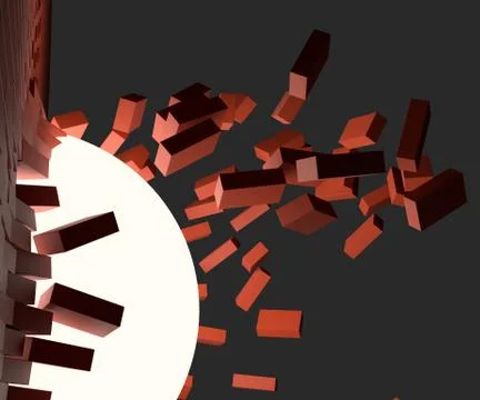 A glowing ball smashed the brick wall Stock Illustration
