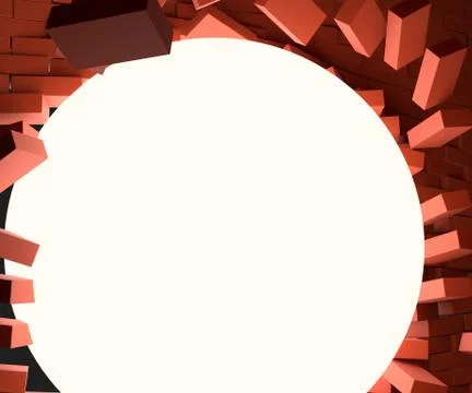 A glowing ball smashed the brick wall Stock Illustration