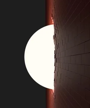 A glowing ball smashed the brick wall Stock Illustration