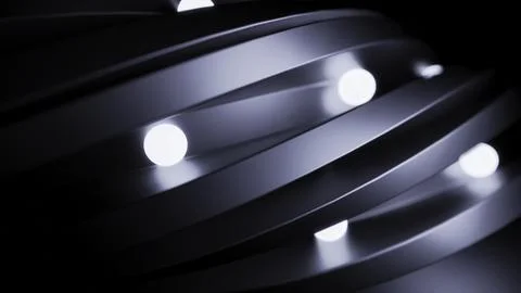 Glowing balls move along lines. Design. Balls move and illuminate folds of Stock Illustration