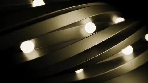 Glowing balls move along lines. Design. Balls move and illuminate folds of Stock Illustration