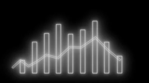 Glowing Bar and Line Graph Animation on Black Background Stock Footage 317861043