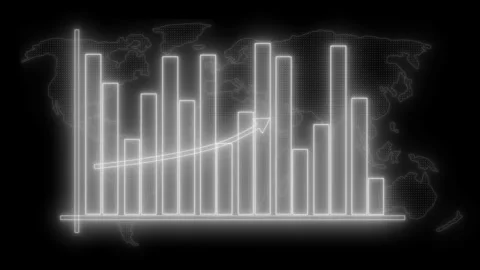Glowing Bar Chart with Upward Trend on World Map Animation Vidéo 315001052