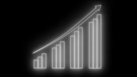 Glowing Bar Chart with Upward Trend, Glowing Business Report Bar Graph Loop.. Vidéo 317861122