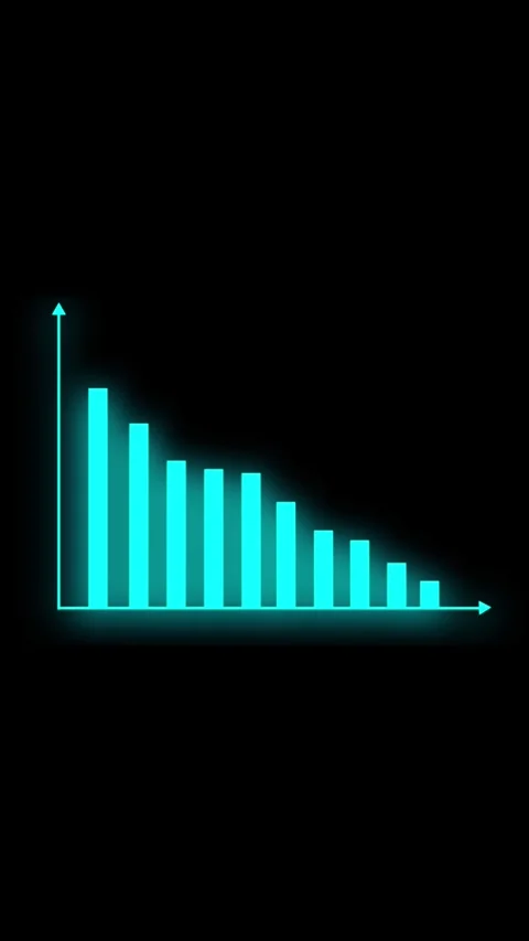 Glowing bar graph showing downward trend Stock Footage 337461619