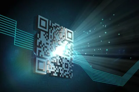 Glowing barcode on black background Stock Photos
