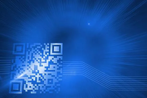 Glowing barcode in left corner 스톡 사진