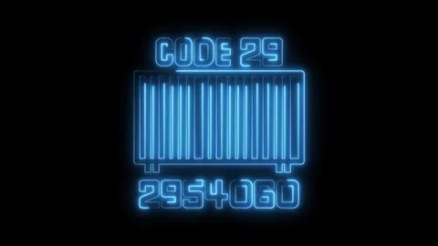 Glowing barcode scanner with product number and code twentynine on a black .. 動画素材 316841006