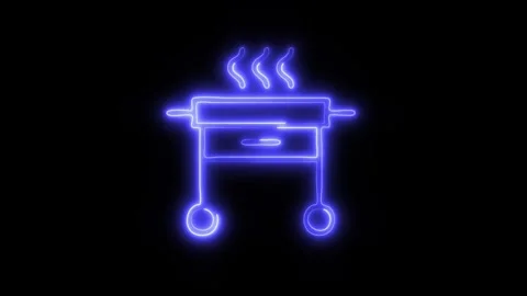 Glowing BBQ Icon in HD Video Neon Animation Vídeos de archivo 304554856