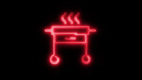 Glowing BBQ Icon in HD Video Neon Animation 库存影片 304554858