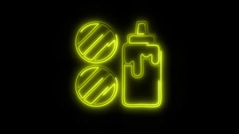 Glowing BBQ Sauce Icon in HD Video Neon Animation 库存影片 304554840