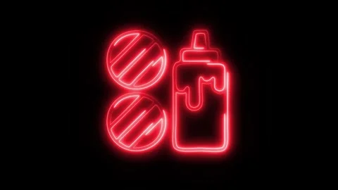 Glowing BBQ Sauce Icon in HD Video Neon Animation 库存影片 304554841