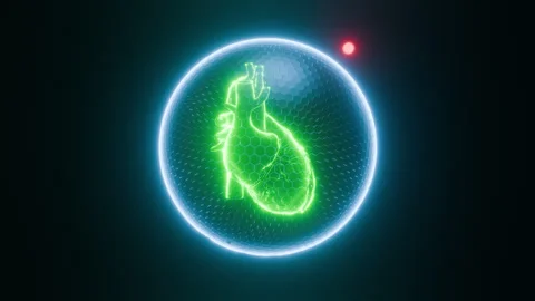 Glowing Beating Heart Shield Repels Pathogens Stock Footage 329851766