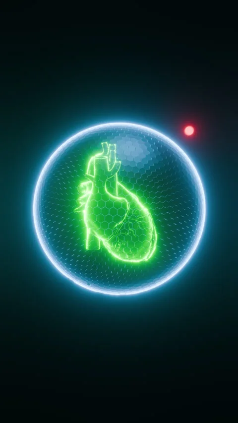 Glowing Beating Heart Shield Repels Pathogens Vertical Video Stock Footage 329851846
