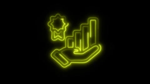 Glowing Benefit Icon in HD Video Neon Animation Stockbeeldmateriaal 304555226