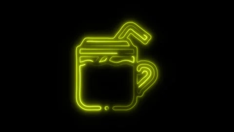 Glowing Beverage Icon and Symbol in HD Video Neon Stock Footage 304561153