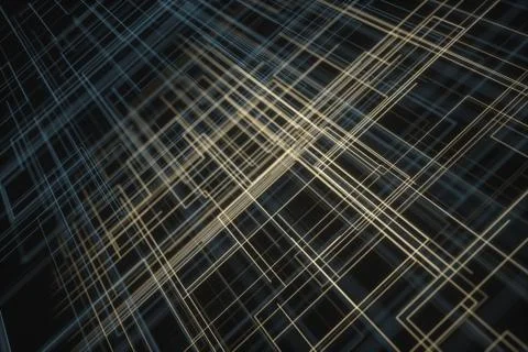 Glowing big data lines and technological background, 3d rendering. Illustrazione stock