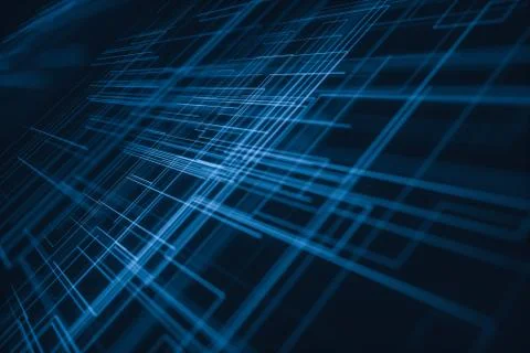 Glowing big data lines and technological background, 3d rendering. Stock Illustration