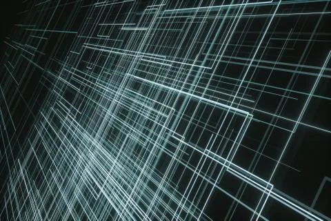 Glowing big data lines and technological background, 3d rendering. Stock Illustration