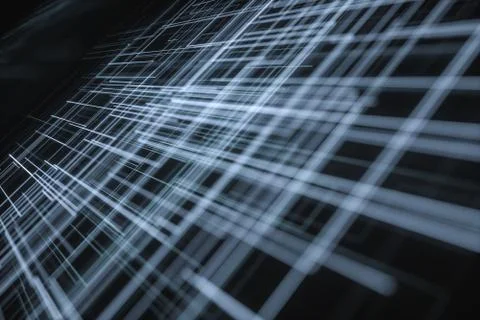 Glowing big data lines and technological background, 3d rendering. Illustrazione stock
