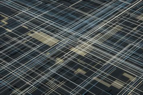 Glowing big data lines and technological background, 3d rendering. Stock Illustration