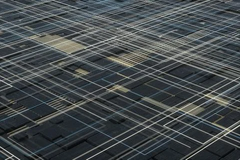 Glowing big data lines and technological background, 3d rendering. Stock Illustration