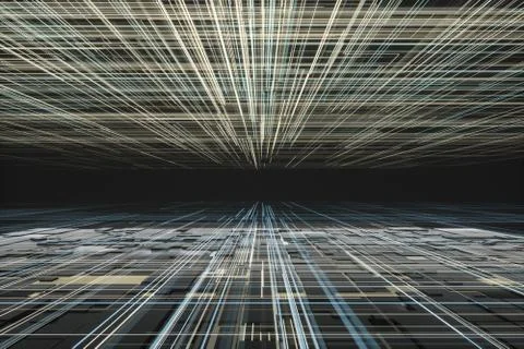 Glowing big data lines and technological background, 3d rendering. Stock Illustration