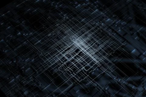 Glowing big data lines and technological background, 3d rendering. Illustrazione stock