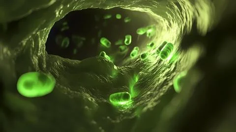 Glowing Bile in Gallbladder Sac Visualization Stock Illustration