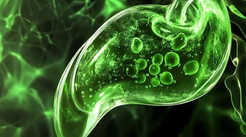 Glowing Bile in Gallbladder Sac Visualization Stock Illustration