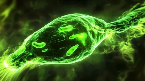 Glowing Bile in Gallbladder Sac Visualization Stock Illustration