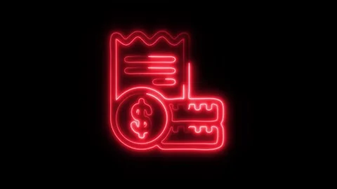 Glowing Bill Amount Icon in HD Video Neon Animation Stock Footage 304555265