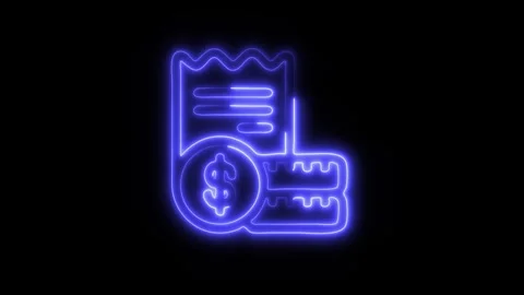 Glowing Bill Amount Icon in HD Video Neon Animation 스톡 동영상 304555279