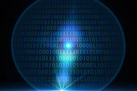 Glowing binary code on black background Stock Illustration