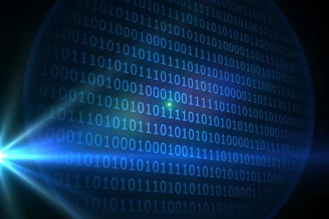 Glowing binary code on black background Stock Illustration