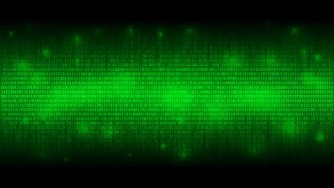 Glowing binary code, matrix green abstract background, cloud of big data Stock Illustration