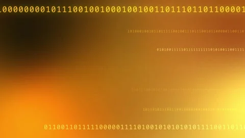 Glowing binary code on orange gold gradient, Seamless Loop Stock Footage 341858130