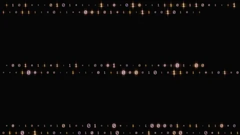 Glowing binary code streaming horizontally on a dark background Stock Footage 346662267