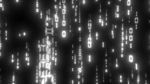 Glowing Binary Code Streams Digital Rain in Futuristic Virtual Environment .. Video stock 314069380