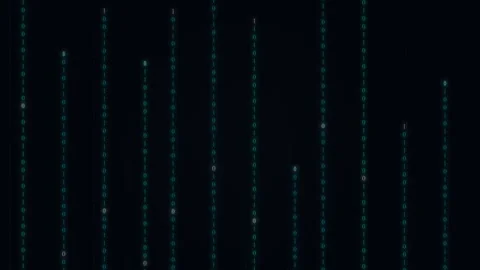 Glowing binary code streams on digital matrix technology background 스톡 동영상 347200388