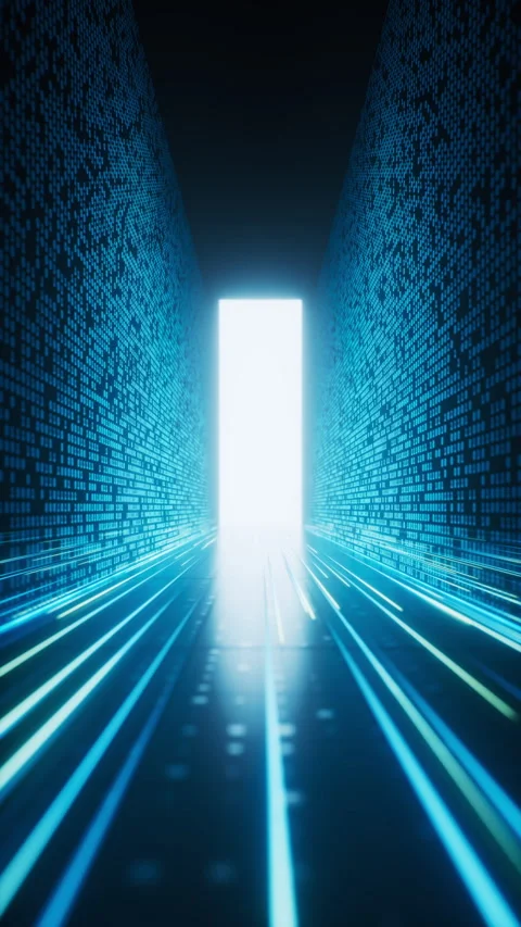 Glowing binary data tunnel background, 3d rendering. Stock Footage 319830168