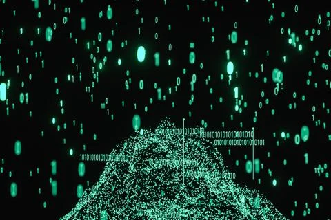 Glowing binary digit with dark background, 3d rendering 스톡 일러스트