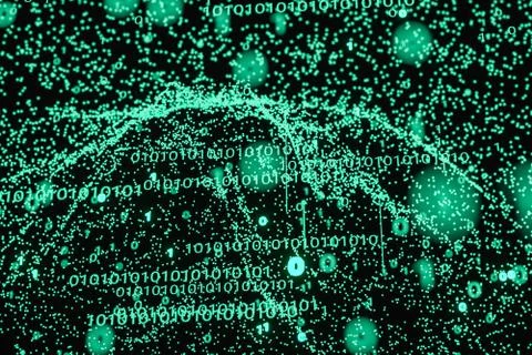 Glowing binary digit with dark background, 3d rendering Stock Illustration