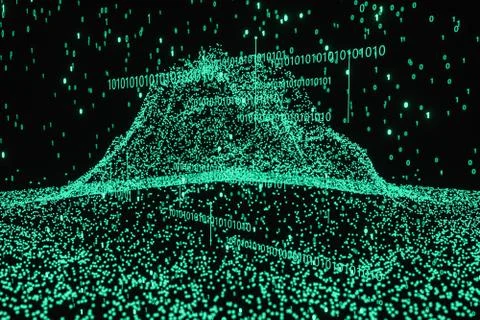 Glowing binary digit with dark background, 3d rendering Stock Illustration